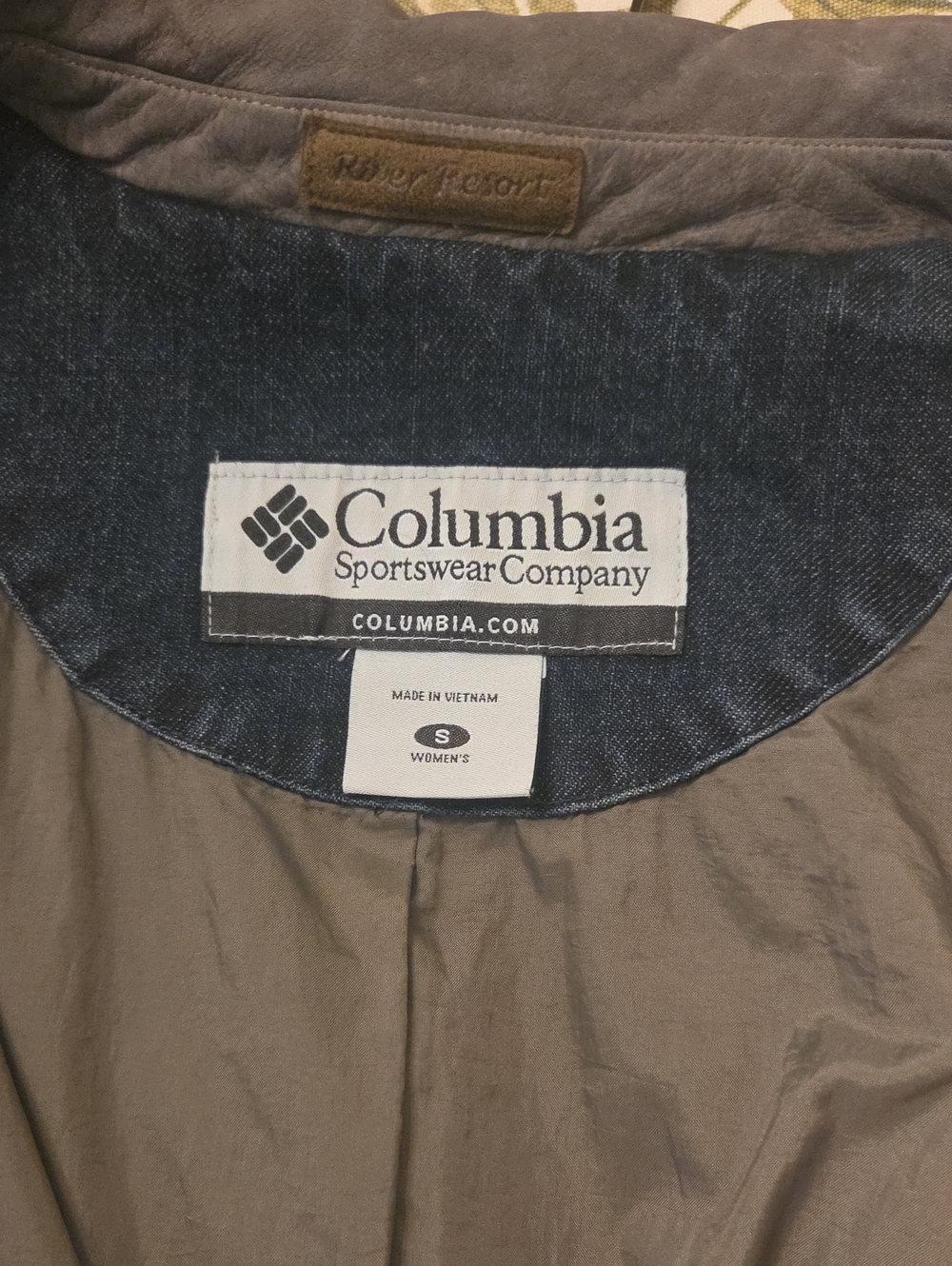 Retro 90's Columbia Denim Leather Trimmed Jacket